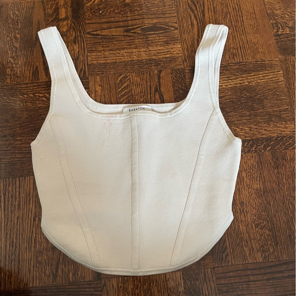 Babaton Cream Bustier Tank Top *has a light stain on front*